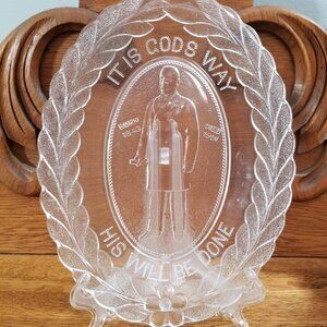 Antique U.S. Glass McKinley Memorial Oval Bread Plate 1901 President 10.5”